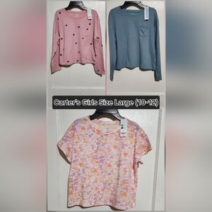 Carter's Girls Size Large 10-12 Long Sleeve Shirt Short Sleeve Shirt